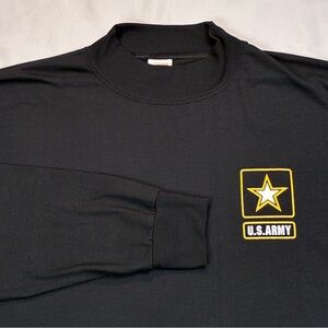 US Army Heavy Duty Long Sleeve T-Shirt Size Large Black Double Sided Made In USA